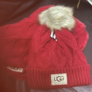 Red Warm Hat and Fur Lined Fun Scarf
